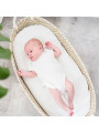 Thin Grass Baby Changing Basket - handmade of 100% natural corn husk finished with a fabric ribbon