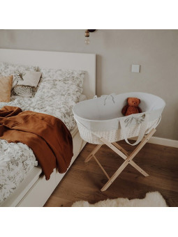 Moses Baby Basket Smart Stand in natural or white solid wood - by Happy Moses