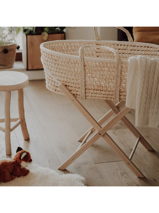 Moses Baby Basket Smart Stand in natural or white solid wood - by Happy Moses