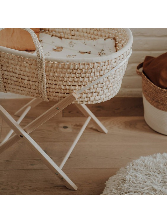 Moses Baby Basket Smart Stand in natural or white solid wood - by Happy Moses
