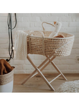 Moses Baby Basket Smart Stand in natural or white solid wood - by Happy Moses