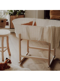 Moses Rocking Baby Basket Smart Stand in natural or white solid wood - by Happy Moses