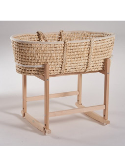 Moses Rocking Baby Basket Smart Stand in natural or white solid wood - by Happy Moses