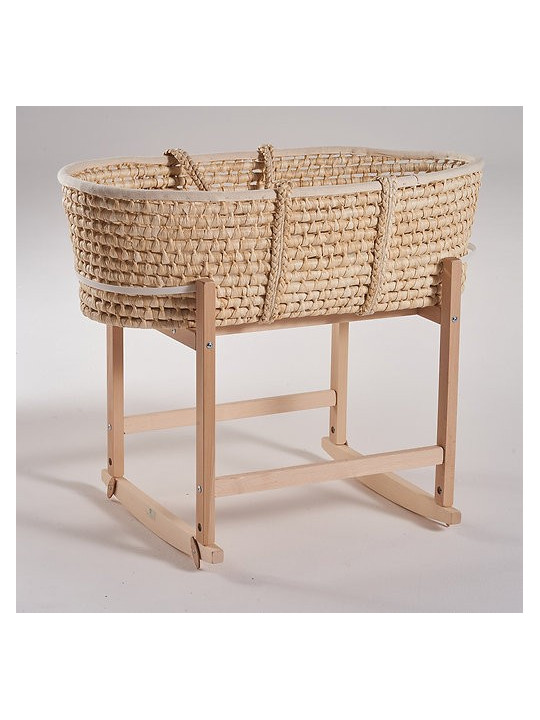 Moses Rocking Baby Basket Smart Stand in natural or white solid wood - by Happy Moses
