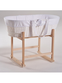Moses Rocking Baby Basket Smart Stand in natural or white solid wood - by Happy Moses