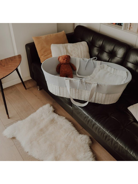 Grey 100% organic cotton cover for Happy Moses Baby Baskets