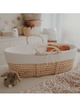 White 100% organic cotton cover for Happy Moses Baby Baskets