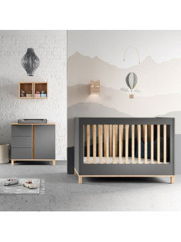 Cot Bed for babies and children 70x140 in graphite pine wood Altitude collection by VOX