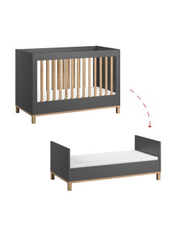 Cot Bed for babies and children 70x140 in graphite pine wood Altitude collection by VOX