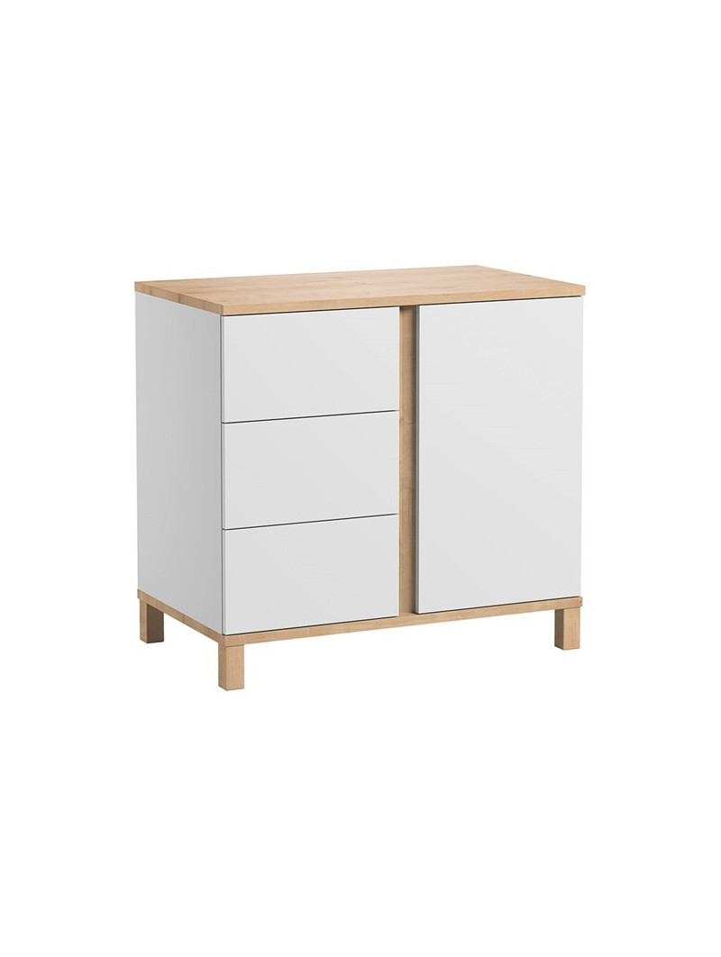 Cassettiera per Bambini con 3 cassetti e un armadietto in legno di pino bianco collezione Altitude di VOX