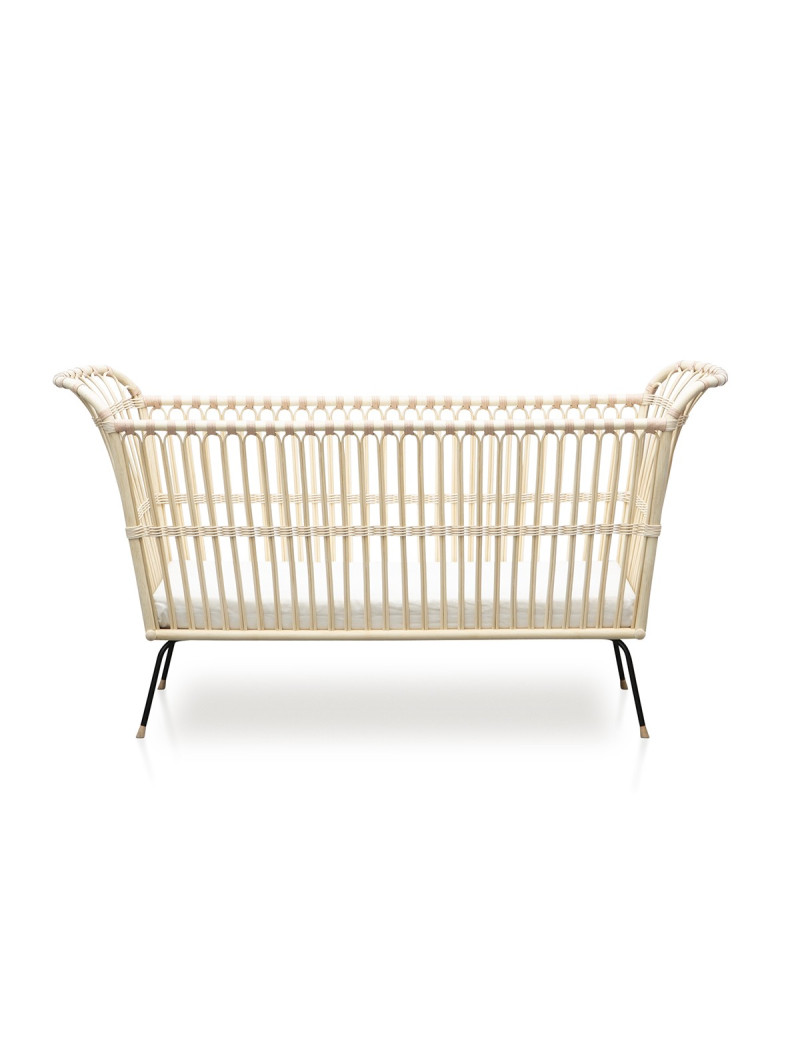 Lettino culla Frederick per bambini e neonati in rattan con lacci in pelle realizzato a mano - Bermbach