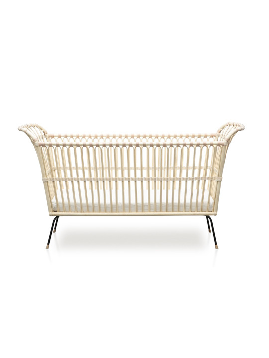 Lettino culla Frederick per bambini e neonati in rattan con lacci in pelle realizzato a mano - Bermbach