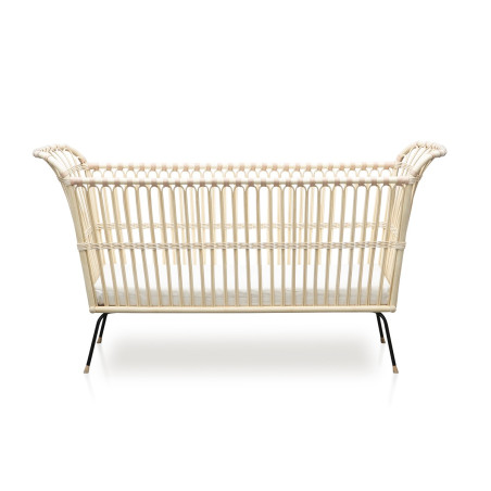 Lettino culla Frederick per bambini e neonati in rattan con lacci in pelle realizzato a mano - Bermbach