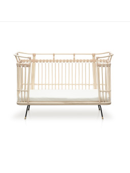 Paul cot for children and babies in rattan with handmade leather laces - Bermbach