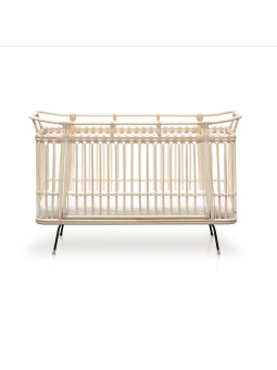 Lettino culla Paul per bambini e neonati in rattan con lacci in pelle realizzato a mano - Bermbach