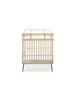 Lettino culla Paul per bambini e neonati in rattan con lacci in pelle realizzato a mano - Bermbach