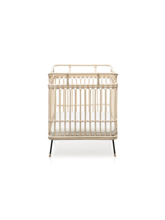 Lettino culla Paul per bambini e neonati in rattan con lacci in pelle realizzato a mano - Bermbach