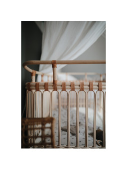 Lettino culla Paul per bambini e neonati in rattan con lacci in pelle realizzato a mano - Bermbach