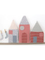 Handmade fabric wall decoration in the shape of a little city for the children's bedroom - Vicolo 4 calzette by Miscimù