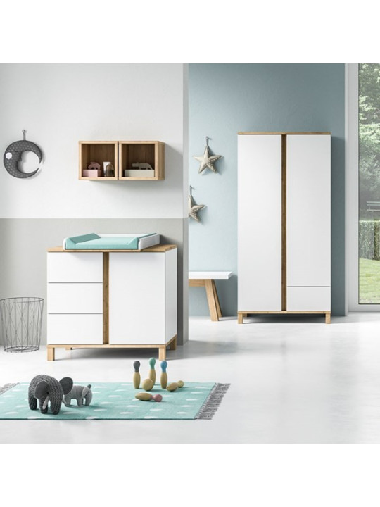 2-Door Wardrobe for Children in white pine wood Altitude collection by VOX