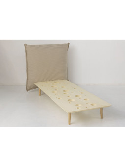 Montessori bed for children 80x160 with padded headboard and natural poplar wood structure - Miscimù