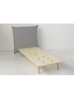 Lettino montessoriano per bambini 80x160 con testata imbottita e struttura in legno naturale di pioppo - Miscimù