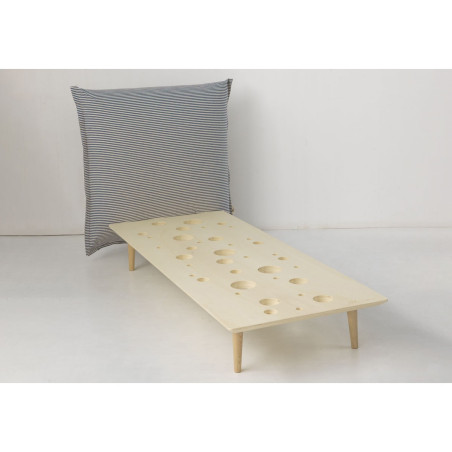 Montessori bed for children 80x160 with padded headboard and natural poplar wood structure - Miscimù