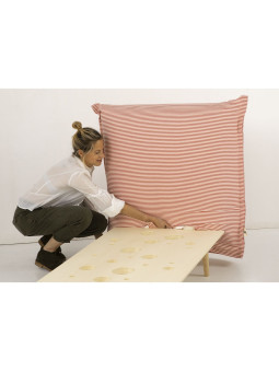 Lettino montessoriano per bambini 80x160 con testata imbottita e struttura in legno naturale di pioppo - Miscimù
