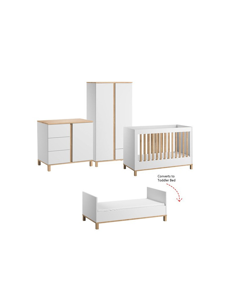 3 Piece Nursery Set with Cot Bed 70x140 Altitude white - VOX