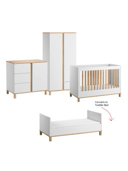 3 Piece Nursery Set with Cot Bed 70x140 Altitude white - VOX