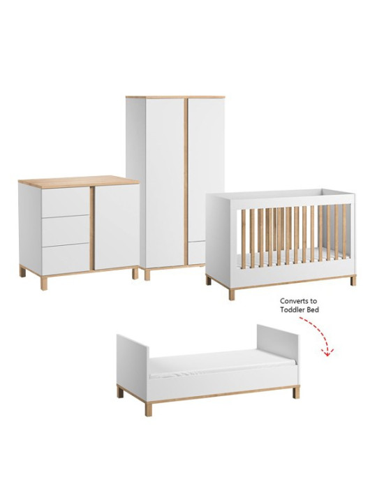 3 Piece Nursery Set with Cot Bed 70x140 Altitude white - VOX