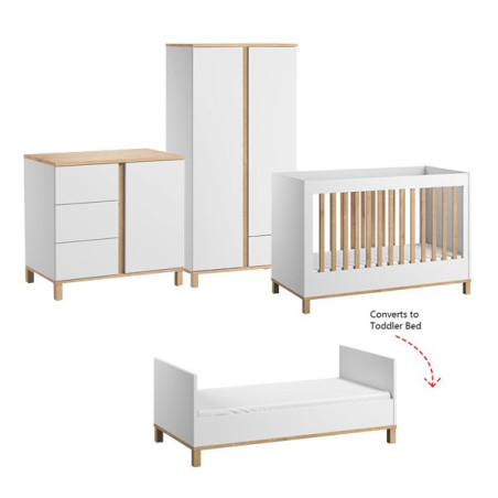 3 Piece Nursery Set with Cot Bed 70x140 Altitude white - VOX