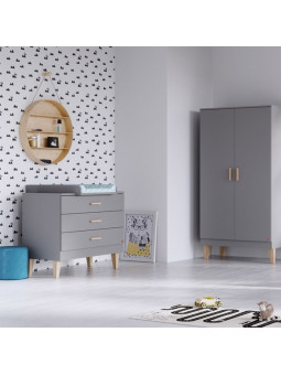 Chest of Drawers Lounge collection by VOX in light grey and solid oak wood
