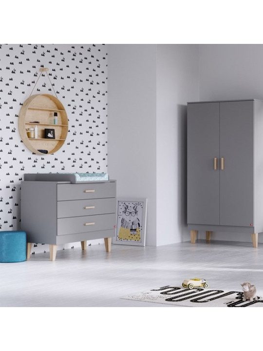 Chest of Drawers Lounge collection by VOX in light grey and solid oak wood