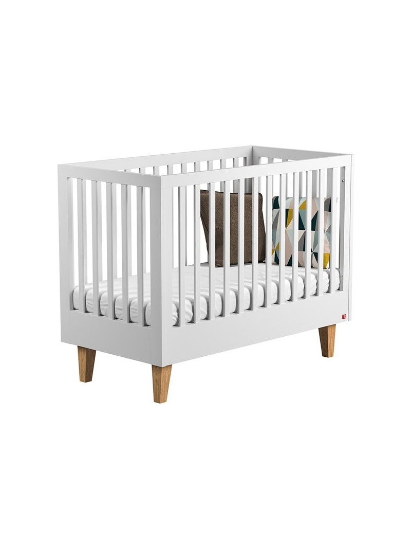 Cot Bed 60x120 Lounge collection by VOX in white and solid oak wood
