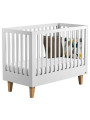 Cot Bed 60x120 Lounge collection by VOX in white and solid oak wood