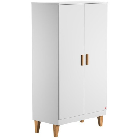 Armadio 2 Ante serie Lounge bianco di VOX in legno bianco e rovere massello