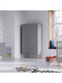 2-Door Wardrobe Lounge by VOX in light grey and solid oak wood