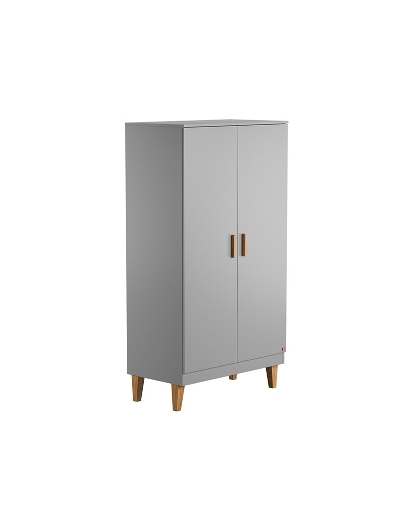 2-Door Wardrobe Lounge by VOX in light grey and solid oak wood