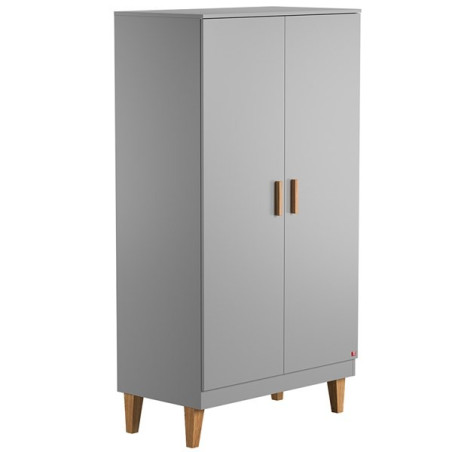 2-Door Wardrobe Lounge by VOX in light grey and solid oak wood
